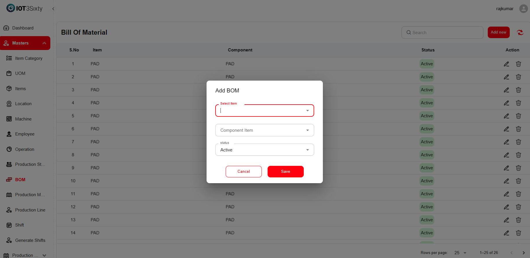 Bill of Materials Master